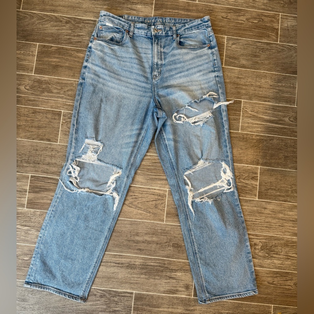 American Eagle Outfitters Blue Denim with Embroidery